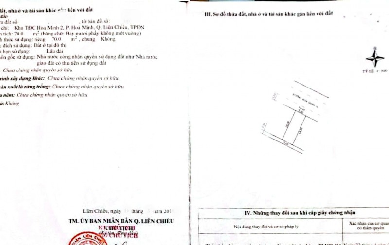 Bán nhà 2 tầng đường Hoà Minh 14 - (Đối diện trường THCS Lương Thế Vinh)